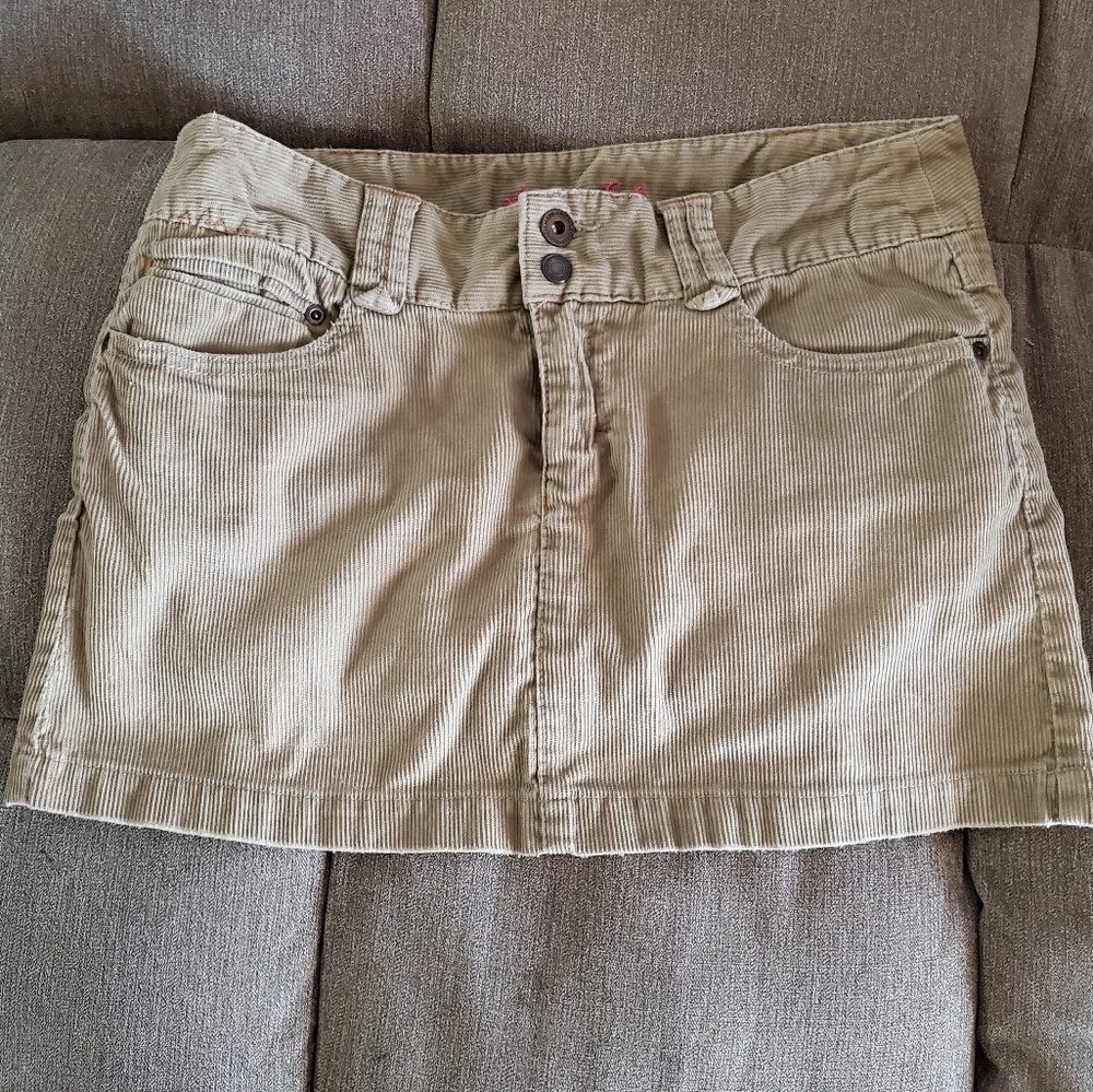 American Eagle Outfitters Cream and Tan Mini Skirt
